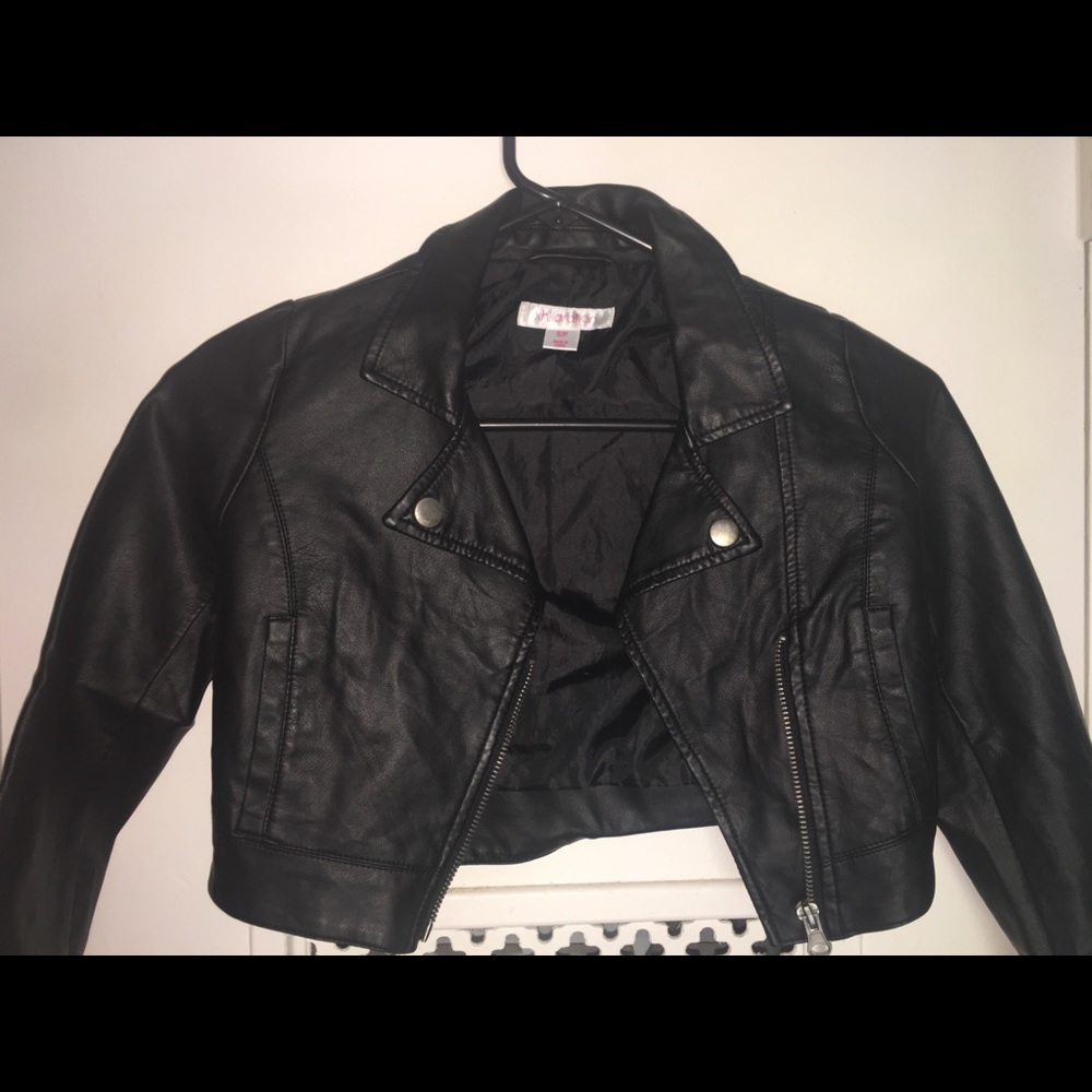 Girls small patent leather mid waist jacket